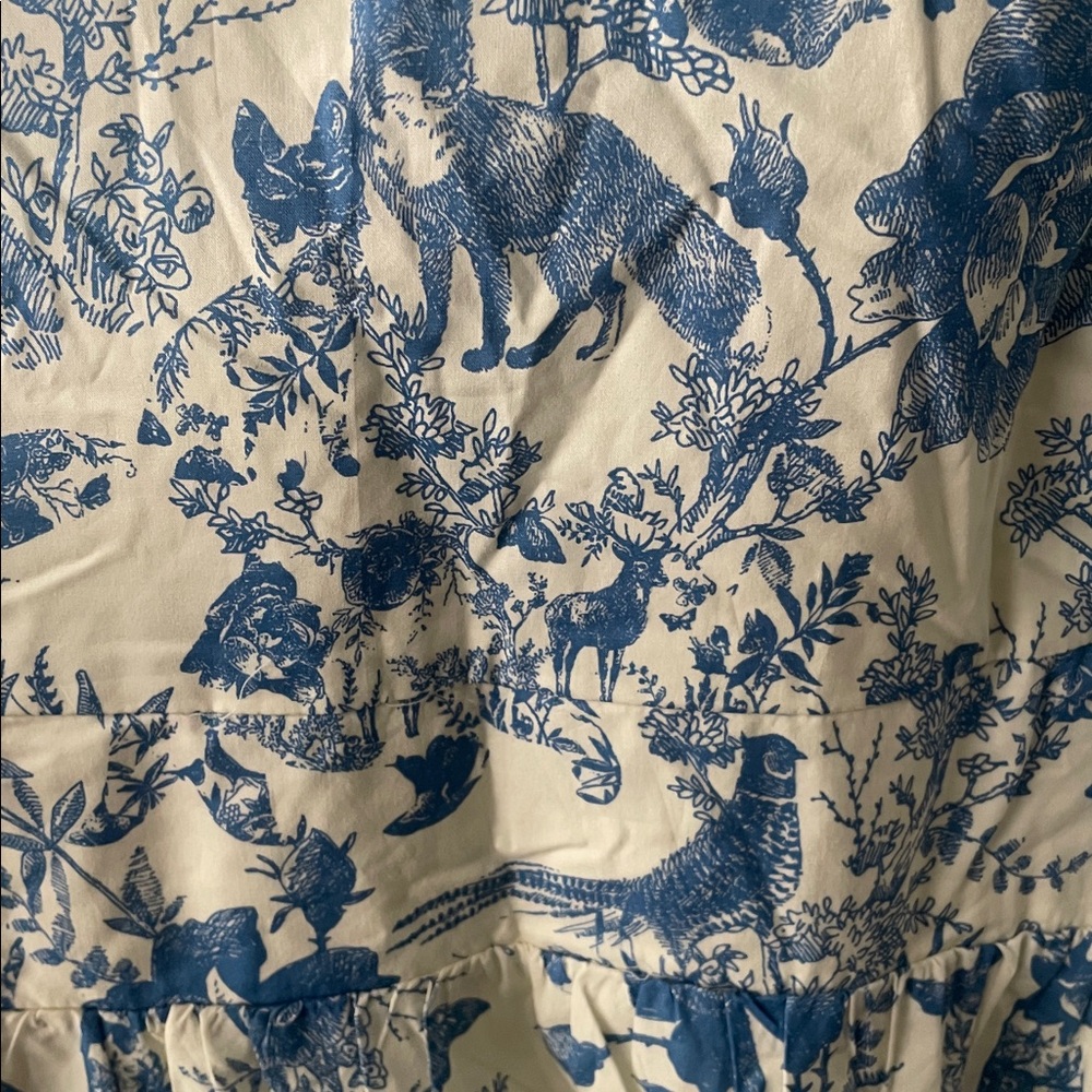 Tuckernuck Blue and White Floral Puff-Sleeve Midi Dress with V-Neck - Picture 12 of 16
